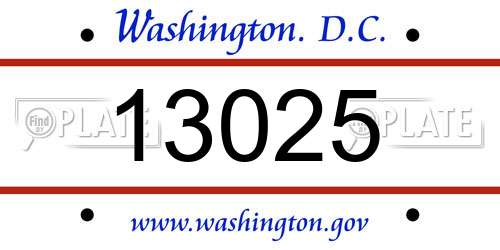 13025 District Of Columbia License Plate