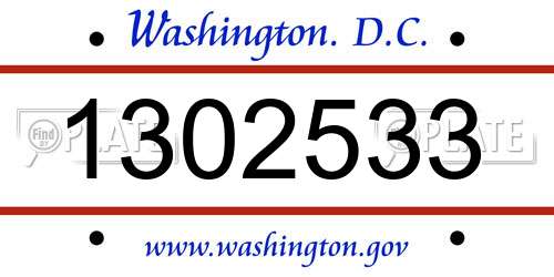 1302533 District Of Columbia License Plate