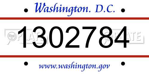 1302784 District Of Columbia License Plate