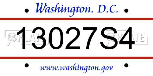 13027S4 District Of Columbia License Plate