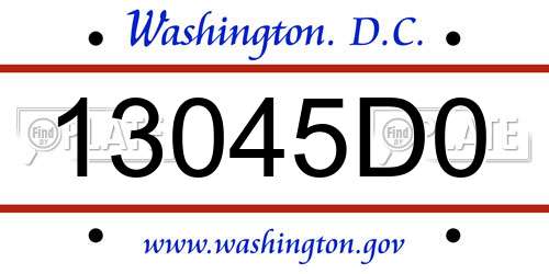 13045D0 District Of Columbia License Plate