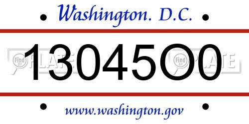 13045O0 District Of Columbia License Plate