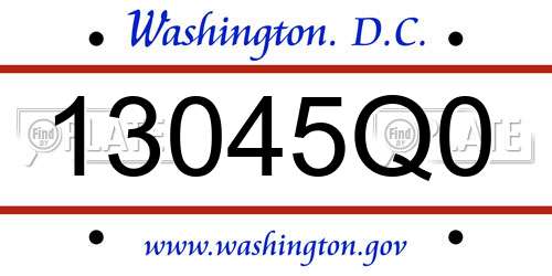 13045Q0 District Of Columbia License Plate