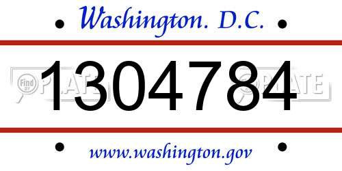 1304784 District Of Columbia License Plate