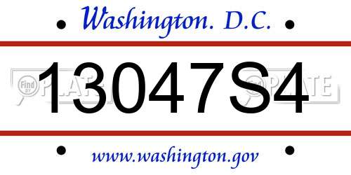 13047S4 District Of Columbia License Plate