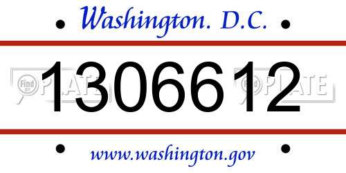 1306612 District Of Columbia License Plate