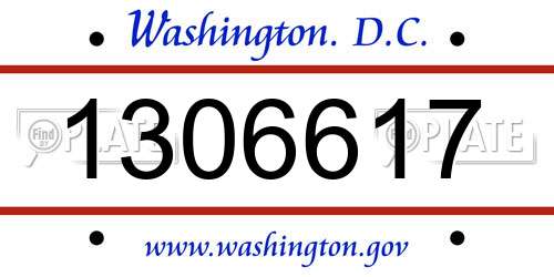 1306617 District Of Columbia License Plate