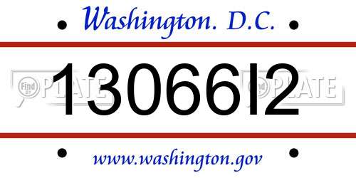 13066I2 District Of Columbia License Plate