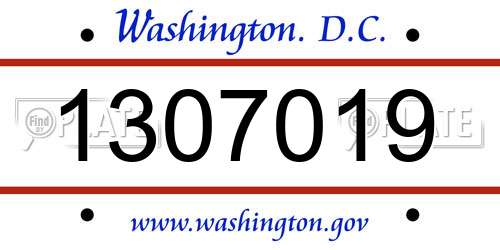 1307019 District Of Columbia License Plate