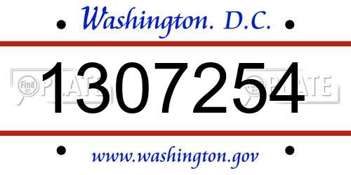 1307254 District Of Columbia License Plate