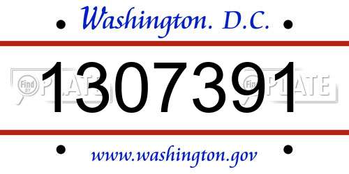 1307391 District Of Columbia License Plate