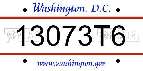 13073T6 District Of Columbia License Plate