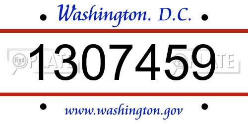 1307459 District Of Columbia License Plate