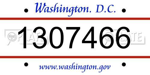 1307466 District Of Columbia License Plate