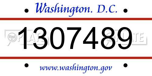 1307489 District Of Columbia License Plate
