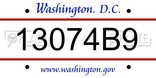 13074B9 District Of Columbia License Plate