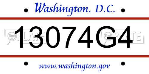 13074G4 District Of Columbia License Plate