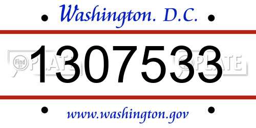 1307533 District Of Columbia License Plate