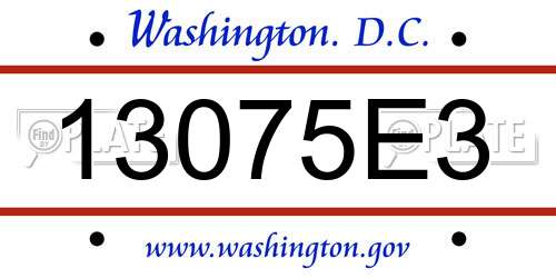 13075E3 District Of Columbia License Plate