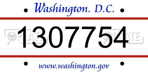 1307754 District Of Columbia License Plate