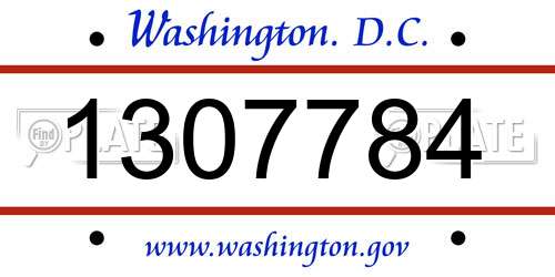 1307784 District Of Columbia License Plate