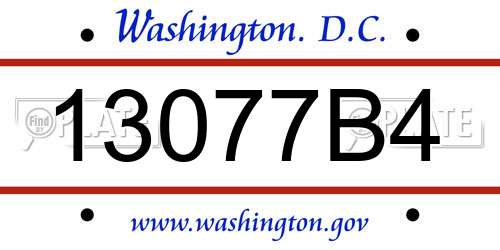 13077B4 District Of Columbia License Plate