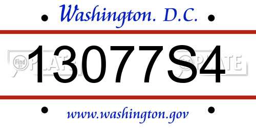 13077S4 District Of Columbia License Plate