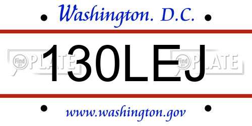 130LEJ District Of Columbia License Plate