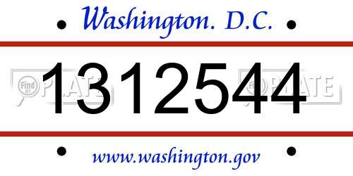 1312544 District Of Columbia License Plate