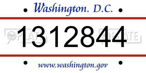 1312844 District Of Columbia License Plate