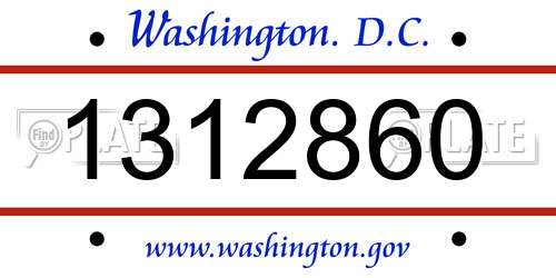 1312860 District Of Columbia License Plate