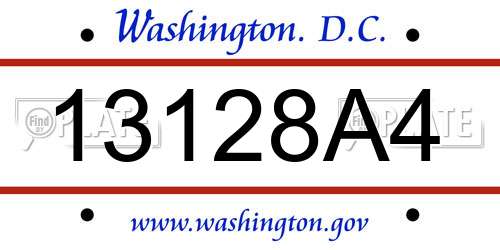 13128A4 District Of Columbia License Plate