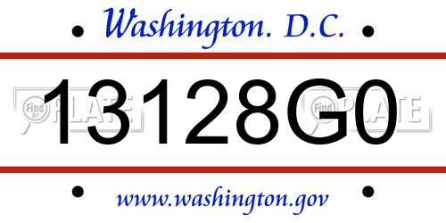 13128G0 District Of Columbia License Plate