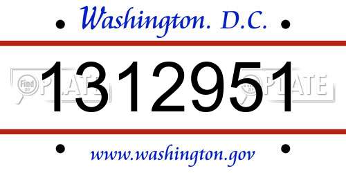 1312951 District Of Columbia License Plate