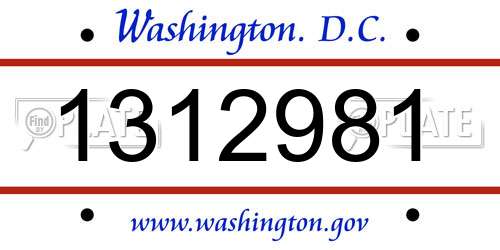 1312981 District Of Columbia License Plate