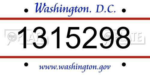1315298 District Of Columbia License Plate