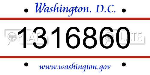 1316860 District Of Columbia License Plate