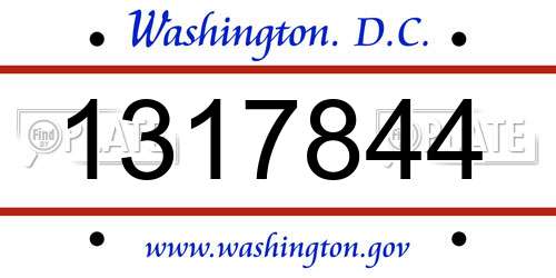 1317844 District Of Columbia License Plate
