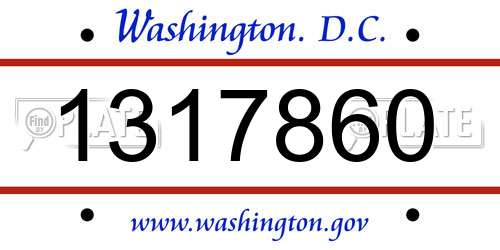 1317860 District Of Columbia License Plate