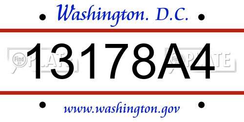 13178A4 District Of Columbia License Plate