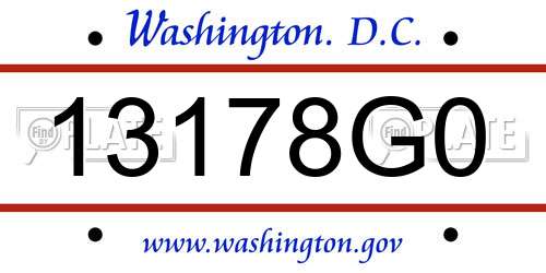 13178G0 District Of Columbia License Plate