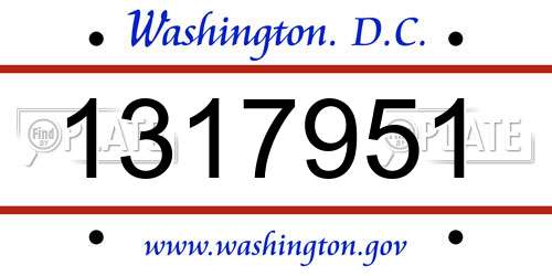 1317951 District Of Columbia License Plate