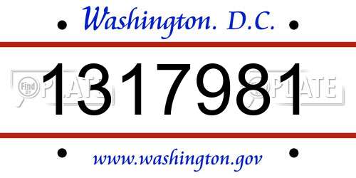 1317981 District Of Columbia License Plate