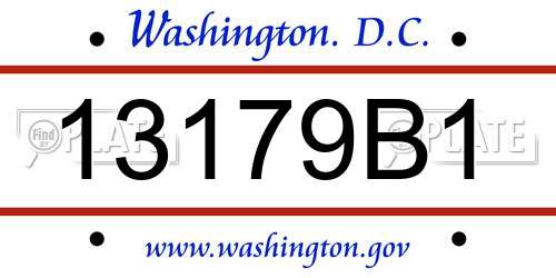 13179B1 District Of Columbia License Plate