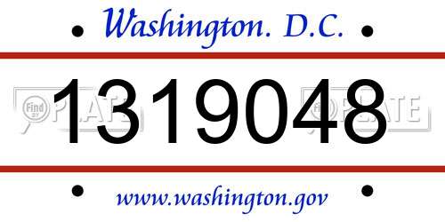 1319048 District Of Columbia License Plate