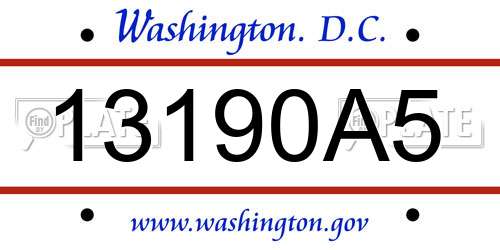13190A5 District Of Columbia License Plate