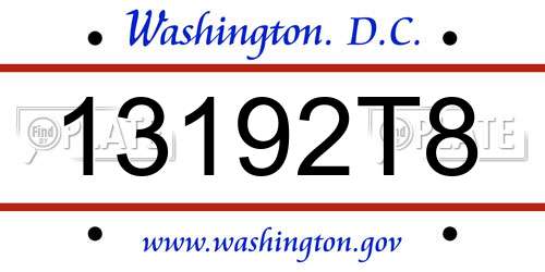 13192T8 District Of Columbia License Plate
