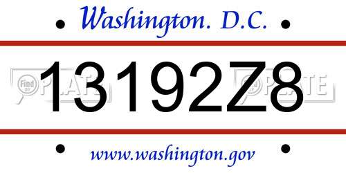 13192Z8 District Of Columbia License Plate