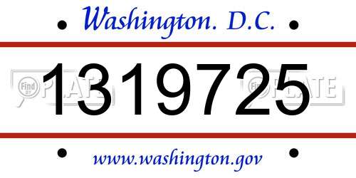 1319725 District Of Columbia License Plate
