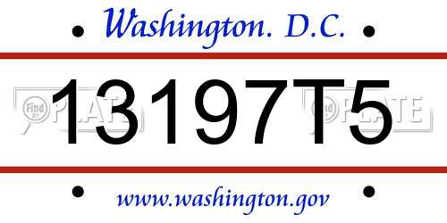 13197T5 District Of Columbia License Plate